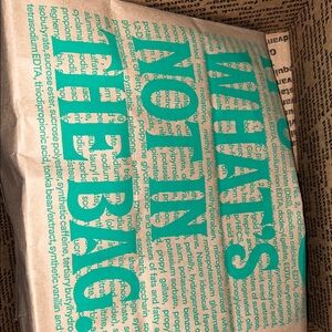 Teal Text Print Paper Bag